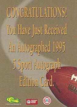 1995 Classic Five Sport - Autographs #NNO Tyrone Poole Back