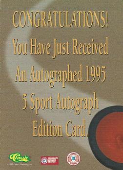 1995 Classic Five Sport - Autographs #NNO Greg Bullock Back