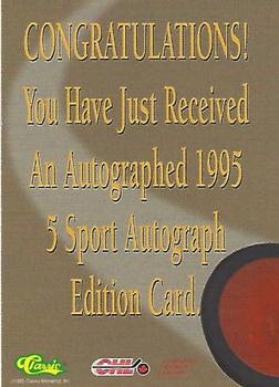 1995 Classic Five Sport - Autographs #NNO Jarome Iginla Back