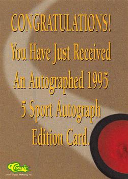 1995 Classic Five Sport - Autographs #NNO Jan Hlavac Back