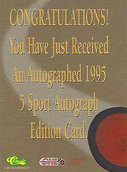 1995 Classic Five Sport - Autographs #NNO Aaron MacDonald Back
