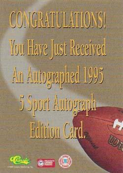 1995 Classic Five Sport - Autographs Numbered #NNO Mike Mamula Back