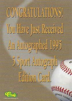 1995 Classic Five Sport - Autographs Numbered #NNO Alvie Shepherd Back