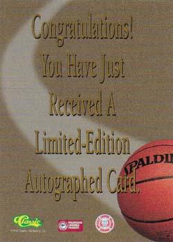 1995-96 Classic Five Sport Signings - Autographs #NNO Tyus Edney Back