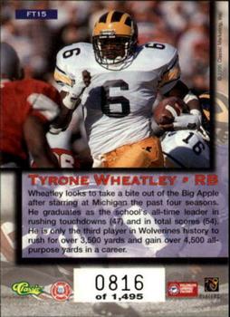 1995 Classic Five Sport - Fast Tracks #FT15 Tyrone Wheatley Back