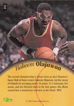 1995 Classic Five Sport - Printer's Proofs #192 Hakeem Olajuwon Back