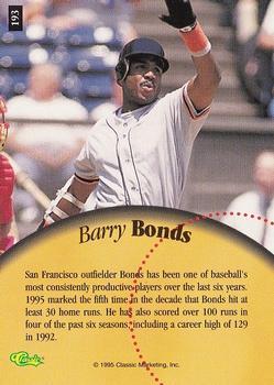 1995 Classic Five Sport - Printer's Proofs #193 Barry Bonds Back