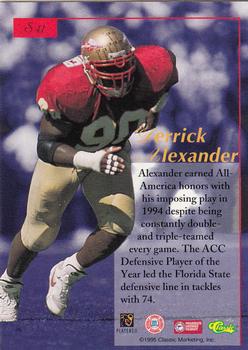 1995-96 Classic Five Sport Signings #S41 Derrick Alexander Back