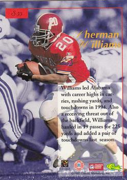 1995-96 Classic Five Sport Signings #S53 Sherman Williams Back