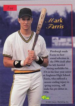 1995-96 Classic Five Sport Signings #S64 Mark Farris Back