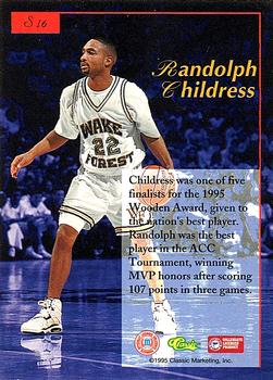 1995-96 Classic Five Sport Signings - Blue Signature #S16 Randolph Childress Back