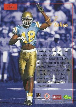 1995-96 Classic Five Sport Signings - Blue Signature #S40 J.J. Stokes Back