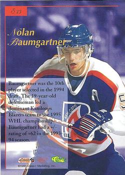 1995-96 Classic Five Sport Signings - Blue Signature #S73 Nolan Baumgartner Back