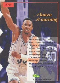 1995-96 Classic Five Sport Signings - Silver Die Cuts #S100 Alonzo Mourning Back