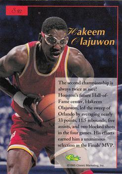 1995-96 Classic Five Sport Signings - Red Signature #S92 Hakeem Olajuwon Back