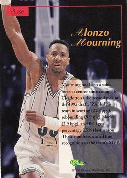 1995-96 Classic Five Sport Signings - Red Signature #S100 Alonzo Mourning Back