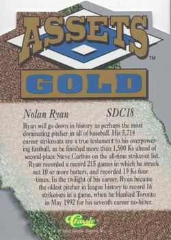 1995 Classic Assets Gold - Die Cuts Silver #SDC18 Nolan Ryan Back