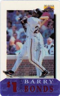 1996 Classic Clear Assets - Phone Cards $1 #6 Barry Bonds Front