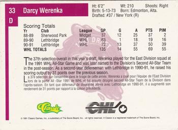 1991 Classic Four Sport - French #33 Darcy Werenka Back