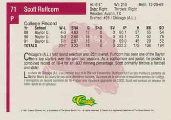 1991 Classic Four Sport - French #71 Scott Ruffcorn Back