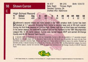 1991 Classic Four Sport - French #98 Shawn Curran Back