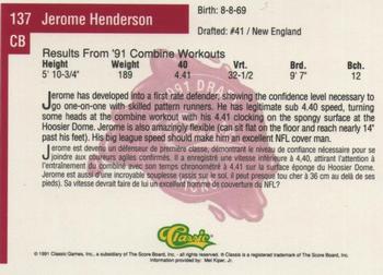 1991 Classic Four Sport - French #137 Jerome Henderson Back