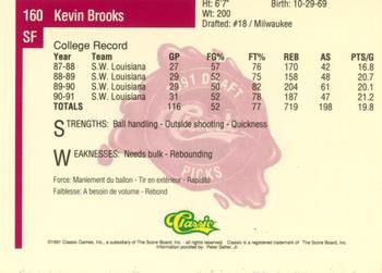 1991 Classic Four Sport - French #160 Kevin Brooks Back