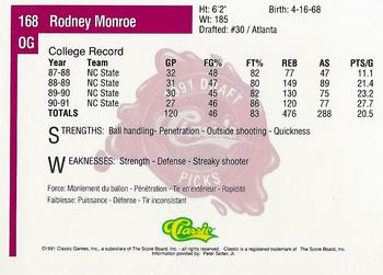 1991 Classic Four Sport - French #168 Rodney Monroe Back