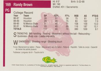 1991 Classic Four Sport - French #169 Randy Brown Back