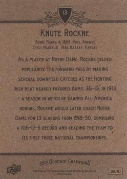 2012 Upper Deck Goodwin Champions #13 Knute Rockne Back