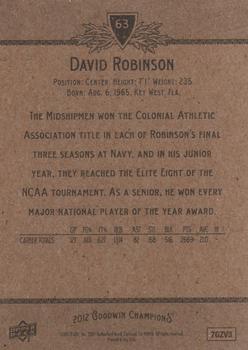 2012 Upper Deck Goodwin Champions #63 David Robinson Back