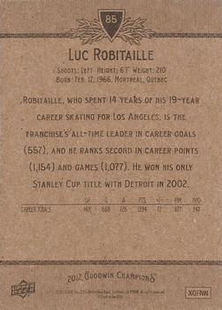 2012 Upper Deck Goodwin Champions #85 Luc Robitaille Back