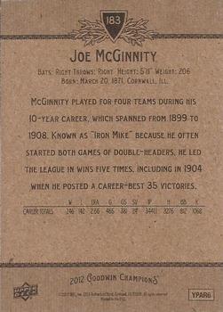 2012 Upper Deck Goodwin Champions #183 Joe McGinnity Back