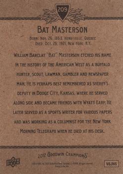 2012 Upper Deck Goodwin Champions #209 Bat Masterson Back