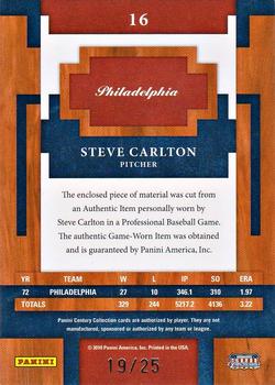 2010 Panini Century - Materials Jerseys #16 Steve Carlton Back