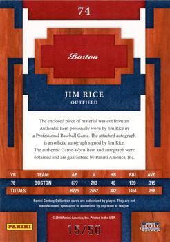 2010 Panini Century - Materials Jerseys Prime Signatures #74 Jim Rice Back