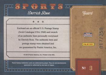 2010 Panini Century - Sports Stamp Materials #3 Derrick Rose Back