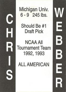 1993 American Sports Monthly (unlicensed) #NNO Chris Webber Back