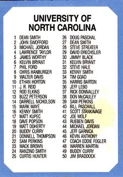 1990-91 Collegiate Collection North Carolina Tar Heels #100 Checklist 1-100 Front
