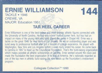 1990-91 Collegiate Collection North Carolina Tar Heels #144 Ernie Williamson Back