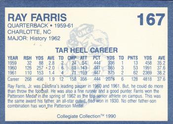 1990-91 Collegiate Collection North Carolina Tar Heels #167 Ray Farris Back