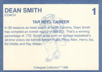 1990-91 Collegiate Collection North Carolina Tar Heels #1 Dean Smith Back