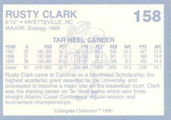1990-91 Collegiate Collection North Carolina Tar Heels #158 Rusty Clark Back