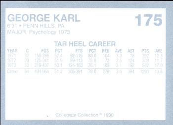 1990-91 Collegiate Collection North Carolina Tar Heels #175 George Karl Back