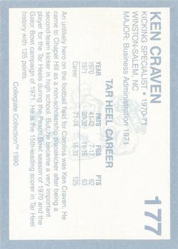 1990-91 Collegiate Collection North Carolina Tar Heels #177 Ken Craven Back