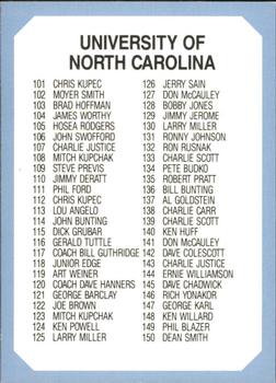 1990-91 Collegiate Collection North Carolina Tar Heels #200 Checklist 101-200 Front