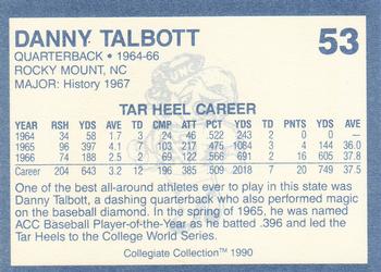 1990-91 Collegiate Collection North Carolina Tar Heels #53 Danny Talbott Back