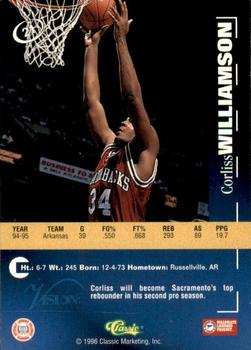 1996 Classic Visions Signings #21 Corliss Williamson Back