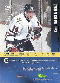 1996 Classic Visions Signings #68 Daniel Briere Back