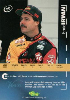 1996 Classic Visions Signings #90 Ernie Irvan Back